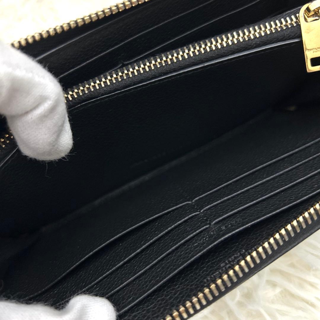 ［美品］SAINT LAURENT 長財布 ブラック レザー ラウンドファスナー