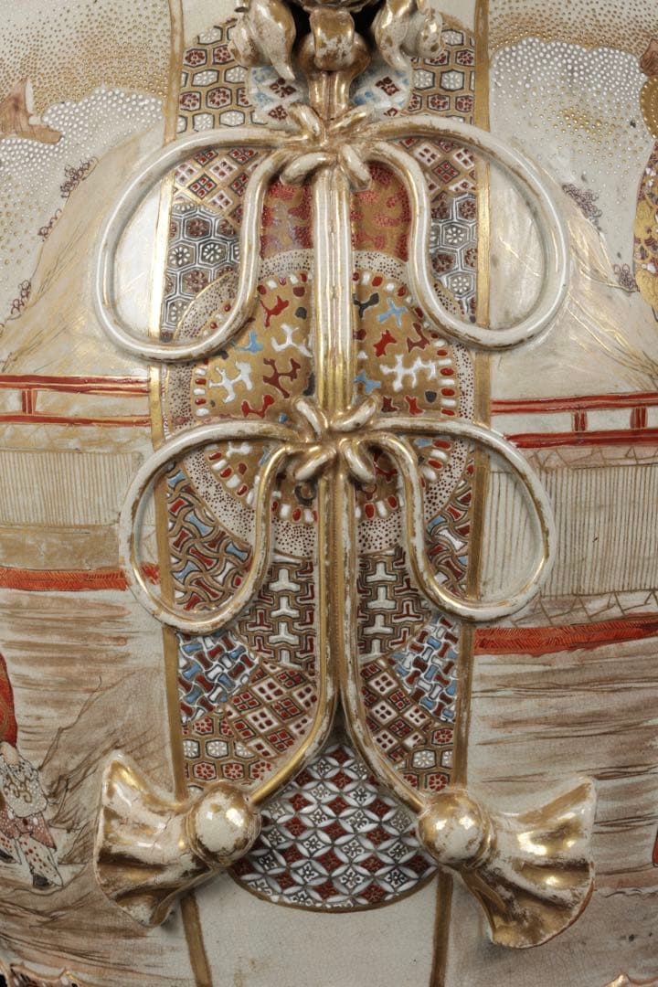 【極上薩摩焼】特大金襴手色絵 獅子 香炉 飾壺 陶器 骨董 古美術 アート 花瓶