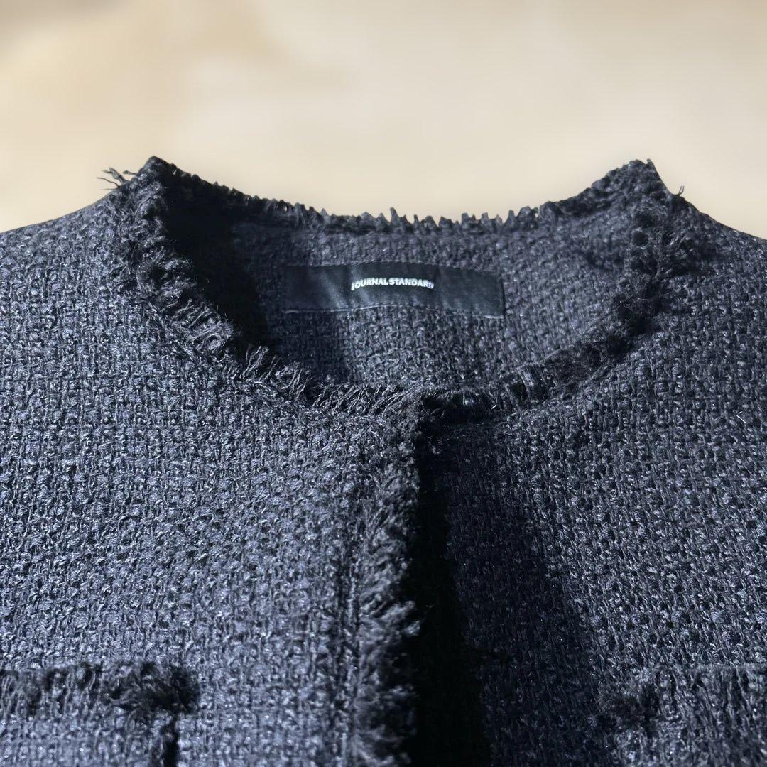 24時間限定価格　ジャーナルスタンダード　ツイードノーカラージャケット　フリンジ