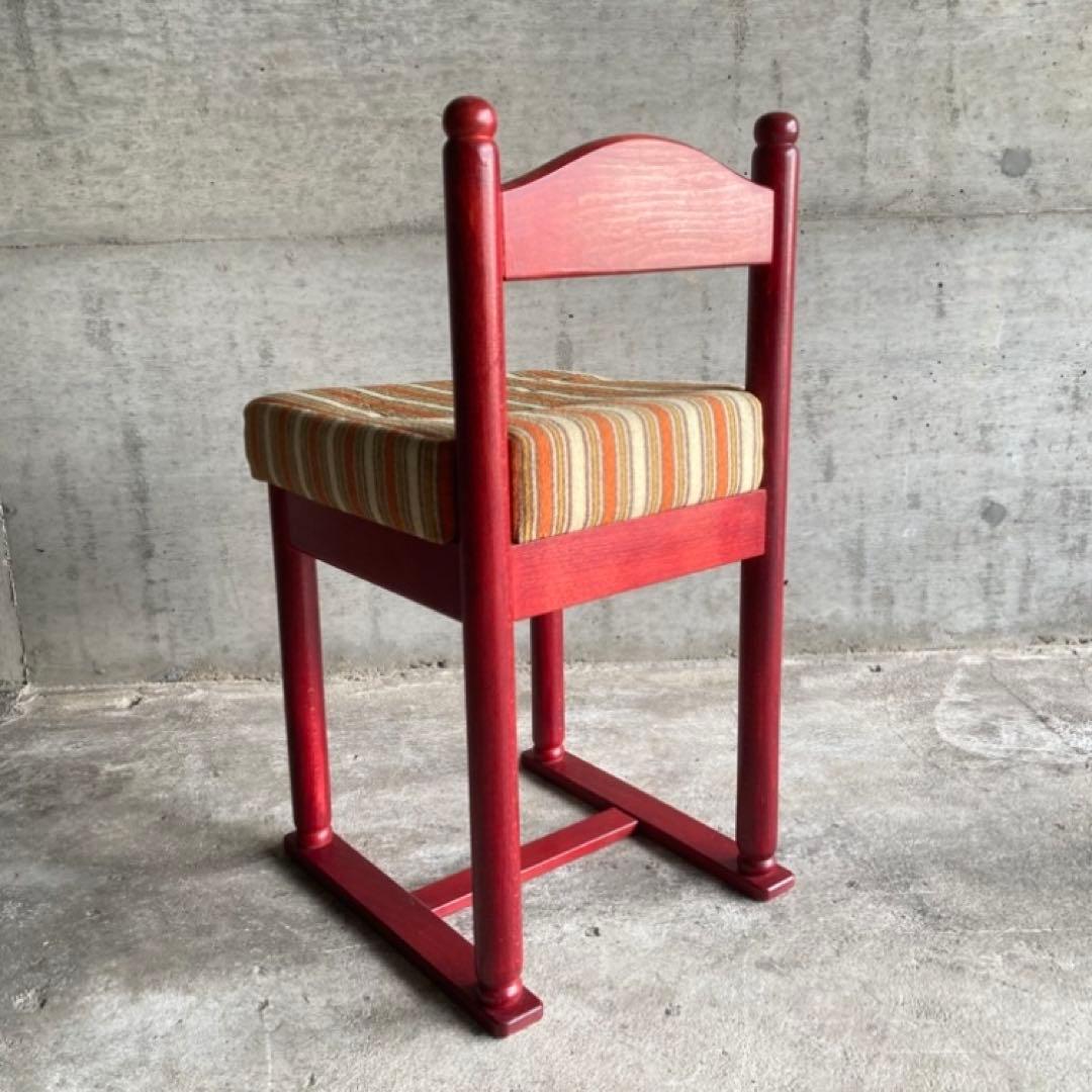 子供椅子 チェア 赤 ストライプ ボーダー 木製 家具 レトロ