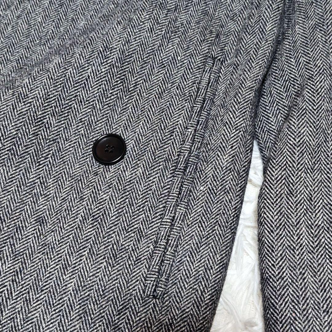 未使用級　アンコロック　ヘリンボーン　ウールコート　ユニセックス　ラップ