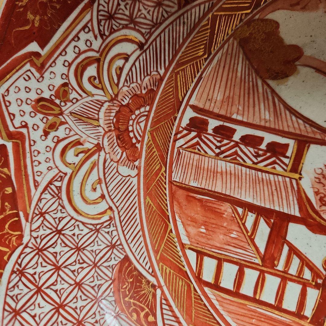 九谷金彩赤絵鳳凰楼閣文様三重鉢