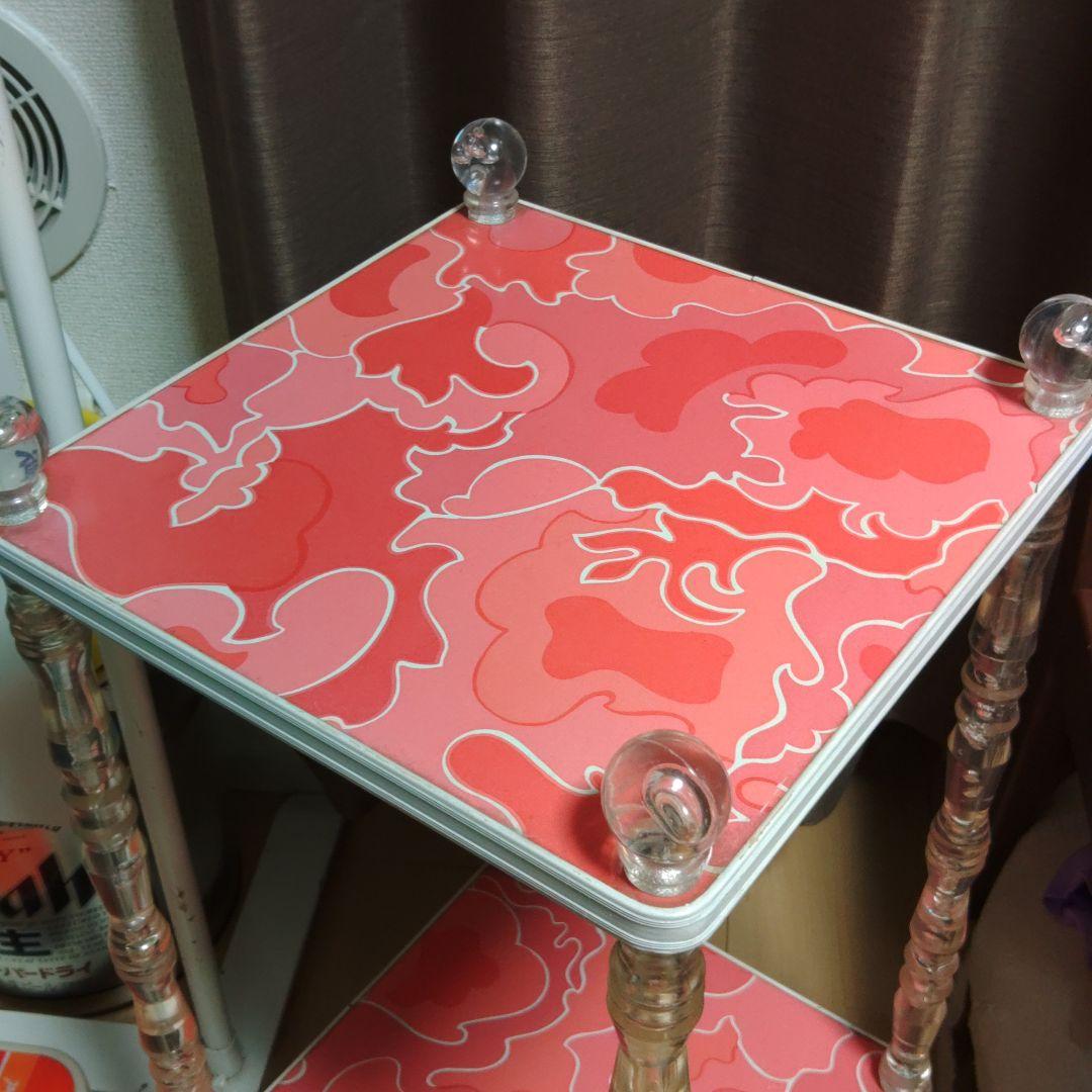 昭和 レトロ 花柄 電話台 飾り台 棚