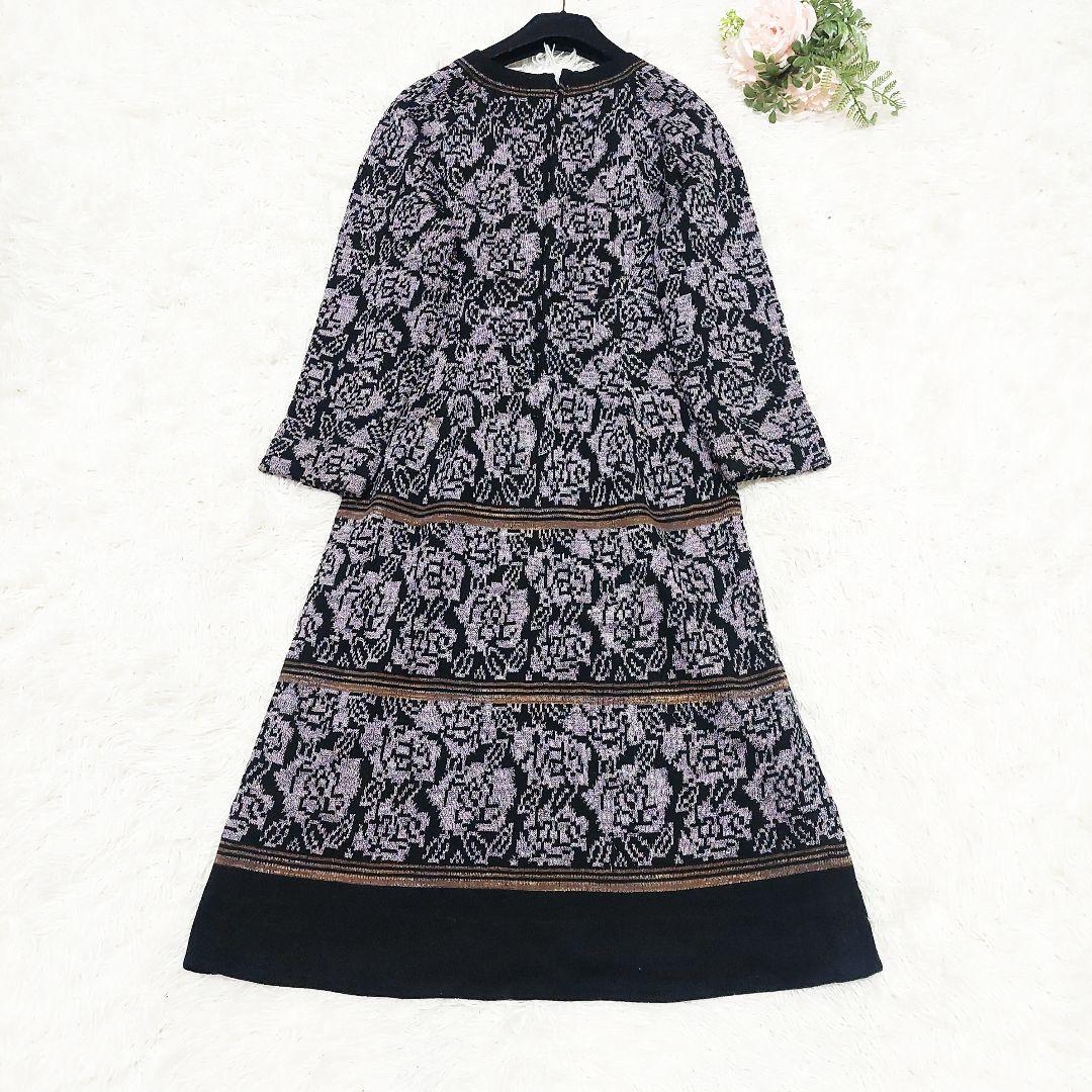 斎藤都世子 サイトウトヨコ 花柄 薔薇 総柄 ラメ ニット ワンピース