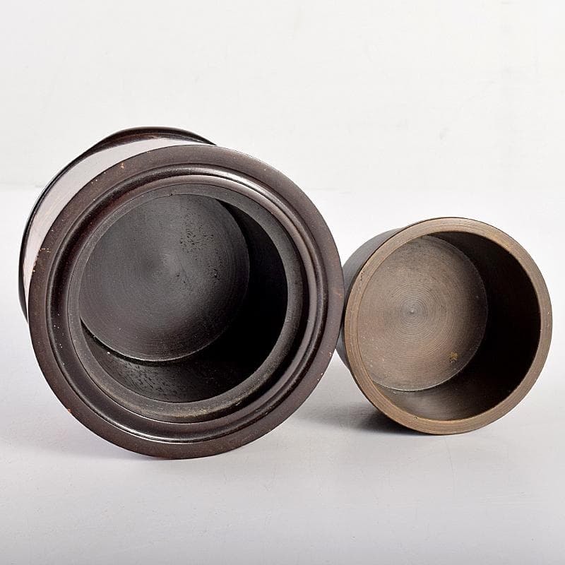 茶道具　荒木省山造　紫檀製　梅蒔絵　総彫蓋香炉　共箱　M　R7844