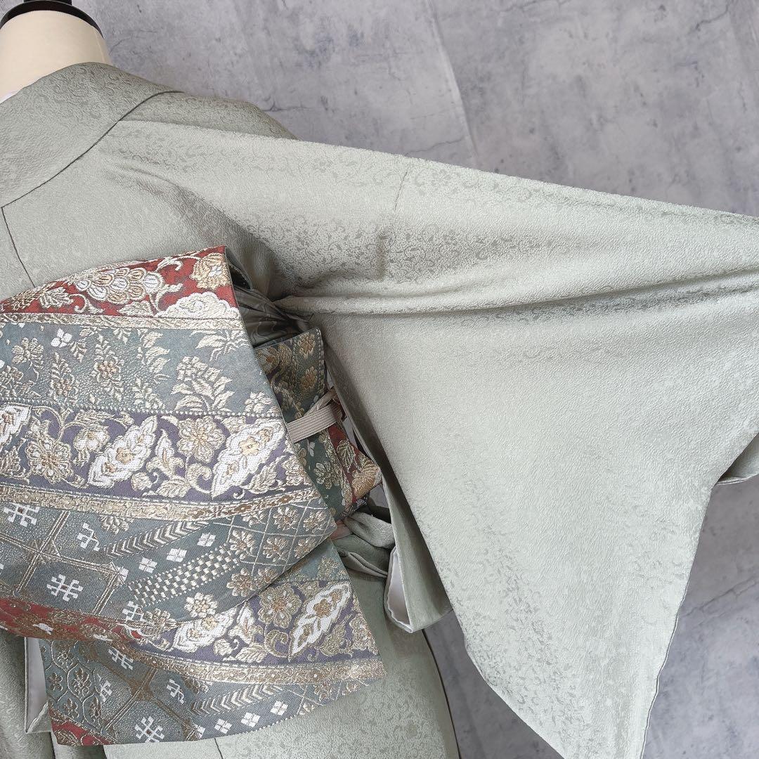 色無地➕長襦袢フルセット　着物　正絹　地紋　唐草　華やか　入学式　卒業式p4