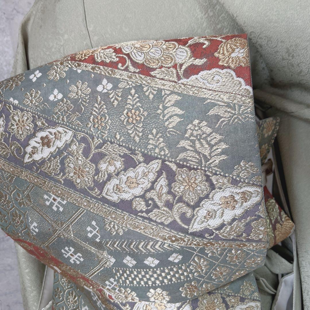 色無地➕長襦袢フルセット　着物　正絹　地紋　唐草　華やか　入学式　卒業式p4