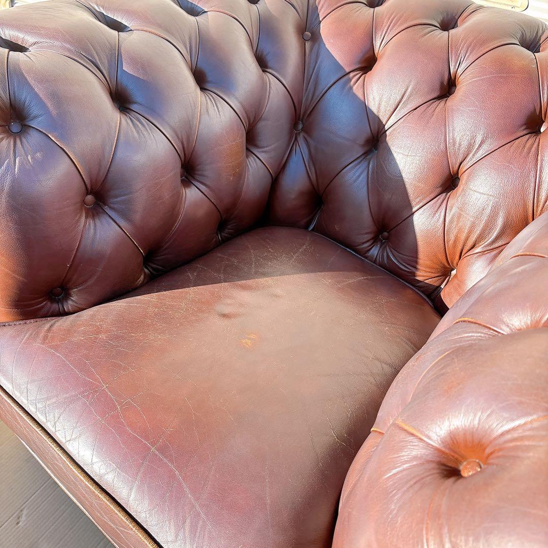 1★送料込み★チェスターフィールドソファ 一人掛け【神奈川県厚木市引取可】