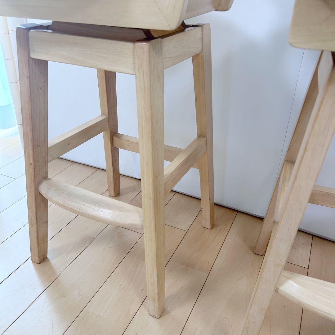 回転式ハイチェア　木製　曲木加工　天然木　無垢材　グリーン