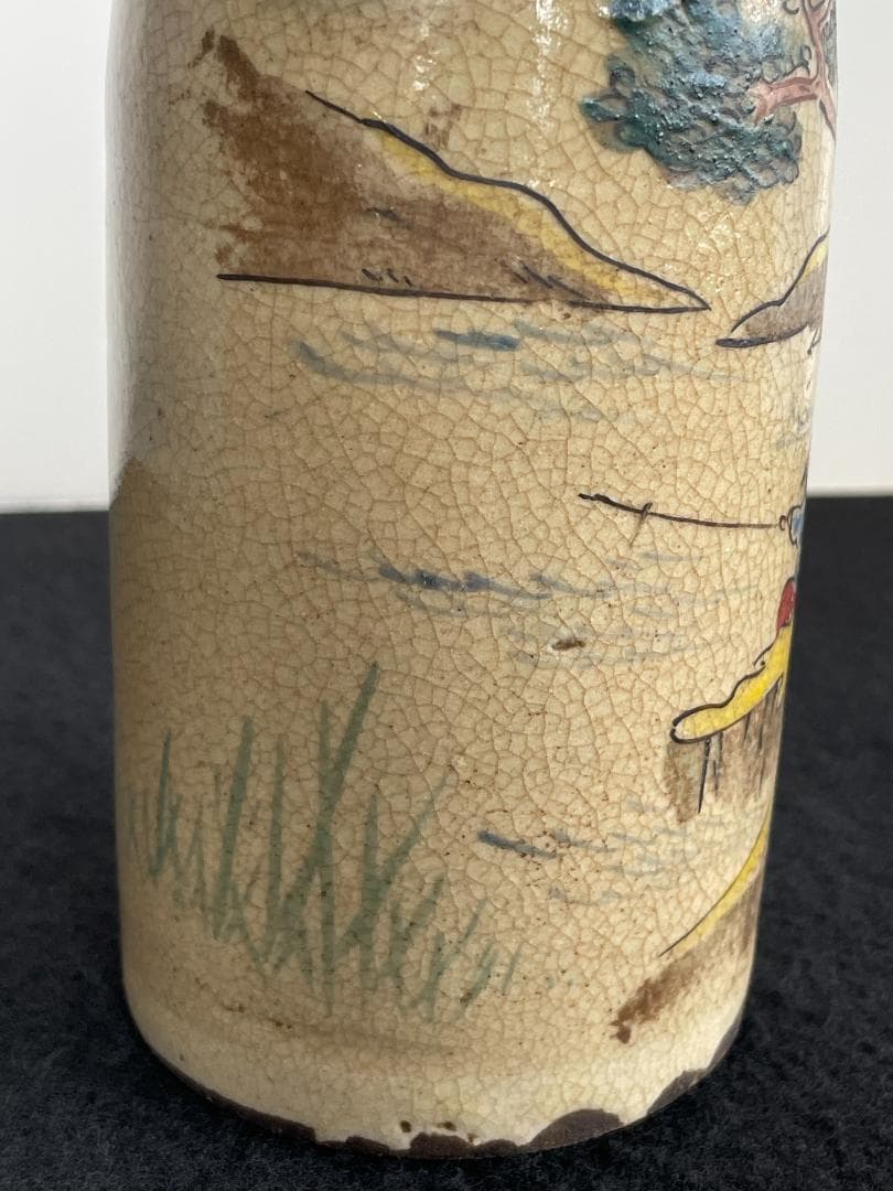 青木木米 京焼 徳利 酒器 花入 山水図 時代物 古陶磁 旧家蔵出 江戸期