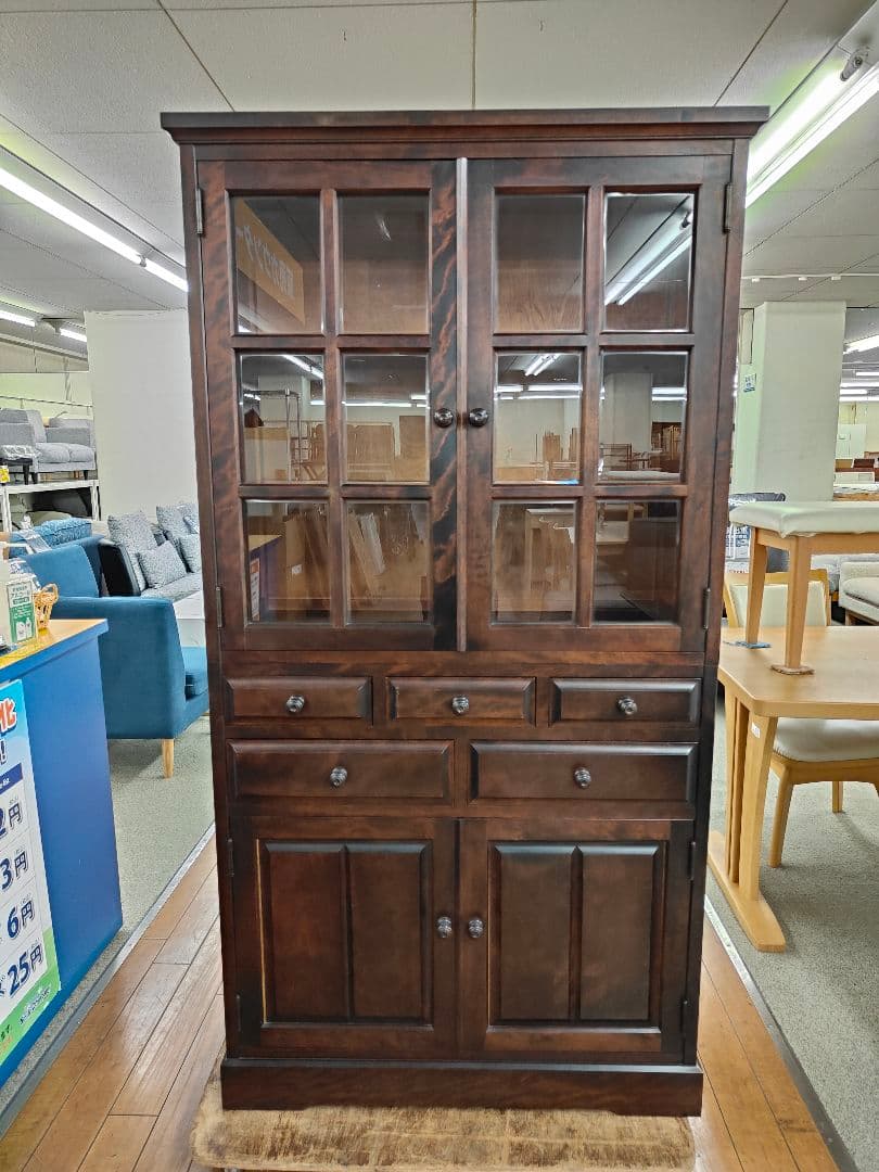 北海道民芸家具 食器棚 カップボード 飾り棚 キャビネット