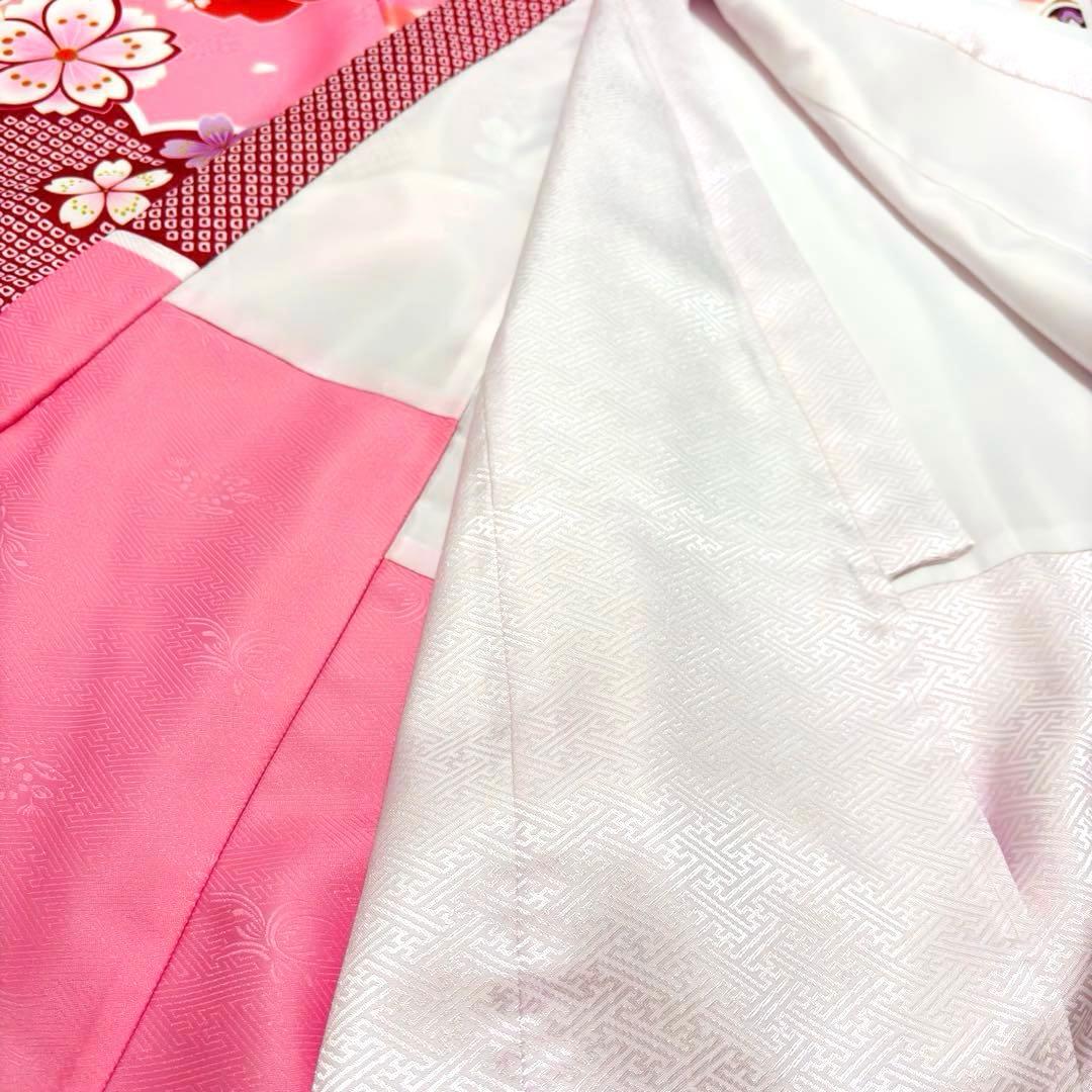 【新品未使用】新柄現代物 お宮参り 産着 合繊 洗える着物 祝着 白 ピンク