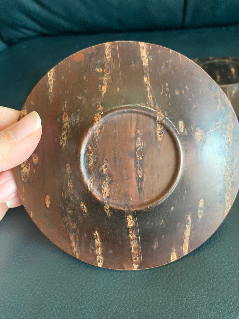 桜皮細工　茶道具　茶櫃　角形　茶托　菓子皿　お盆　皿　器　伝統工芸　漆器　螺鈿