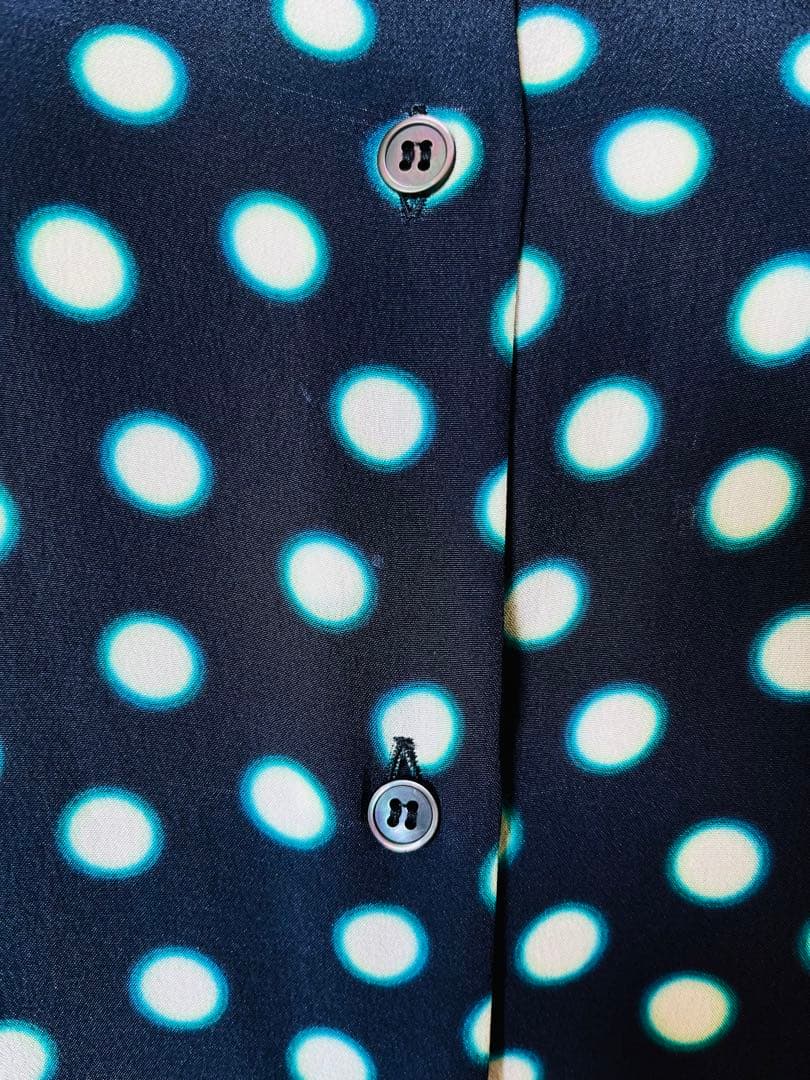 MIU MIU ミュウミュウ 水玉 シルク ブラウス 44 ネイビー