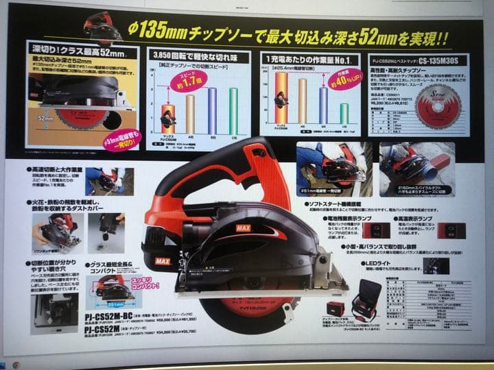 値下げMAX製 充電式チップソーカッター セット PJ-CS52M