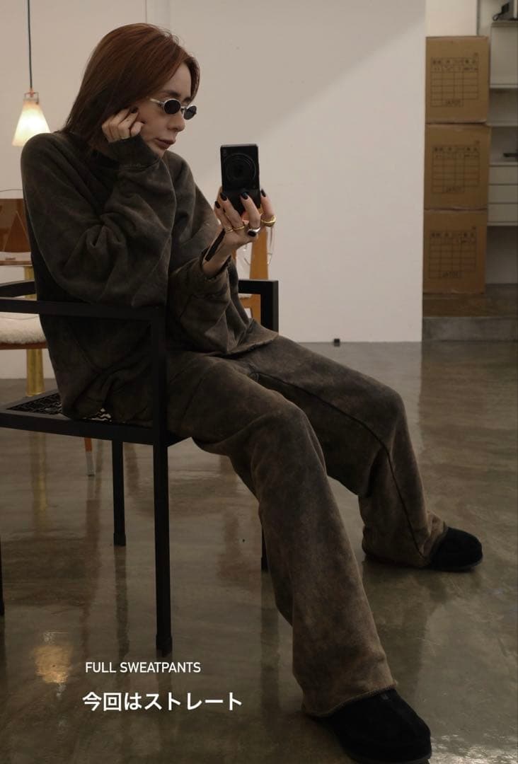 新品未使用lon ロンTWO SIDE SWEATSHIRT#04カーキブラウン