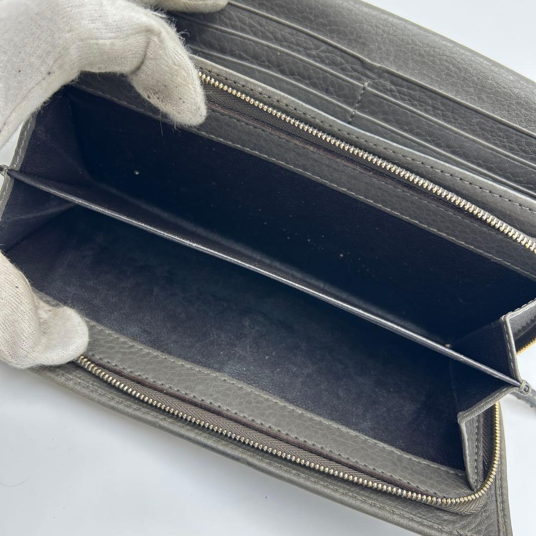 GUCCI 長財布　レザー　ホースビット　ロゴ　グレー　財布