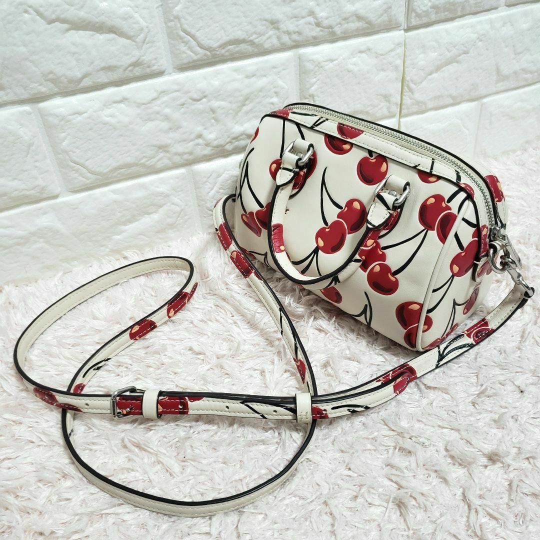 美品 COACH コーチ ミニ ローアン ボストンショルダー2way チェリー