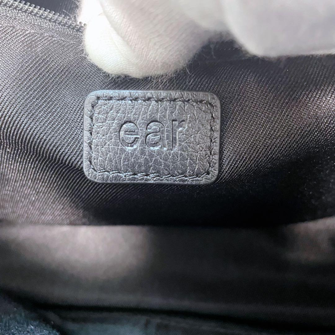 美品✨イアパピヨネ　柄ワイドテープショルダーバッグ　黒 本革　ステッチ　男女