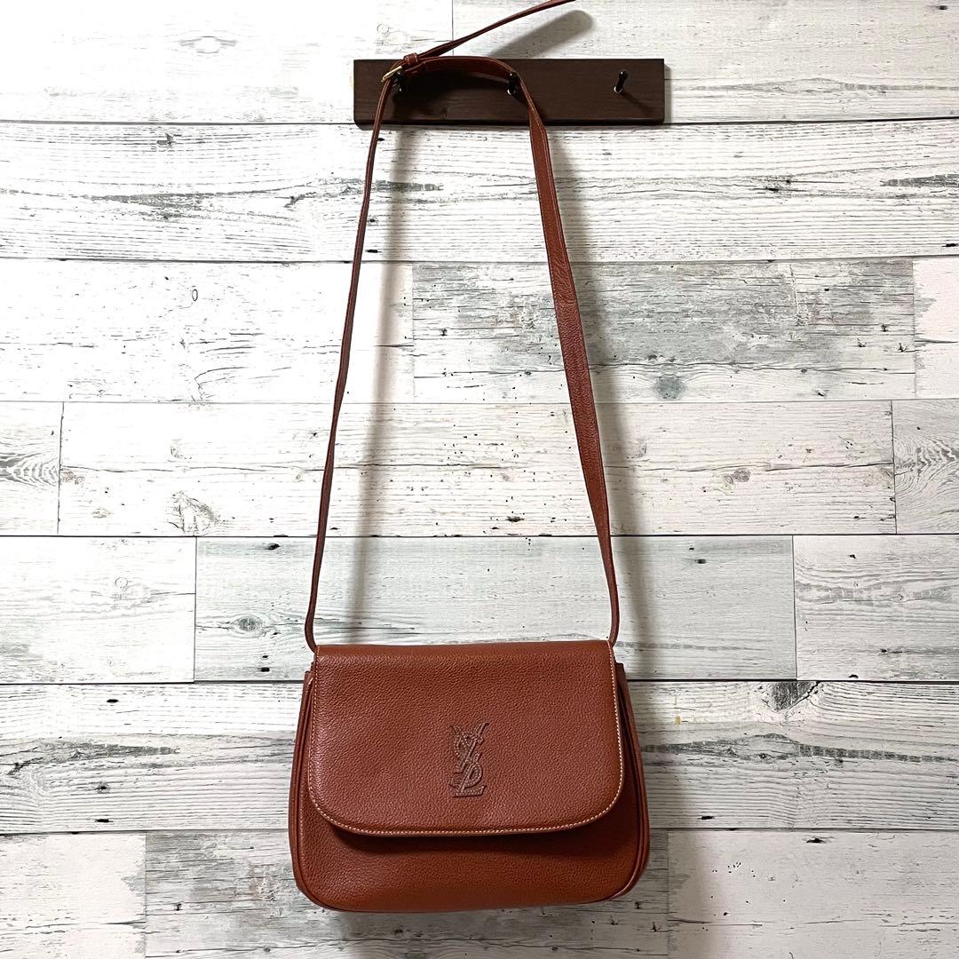 【美品】Yves Saint Laurent ショルダーバッグ ステッチロゴ