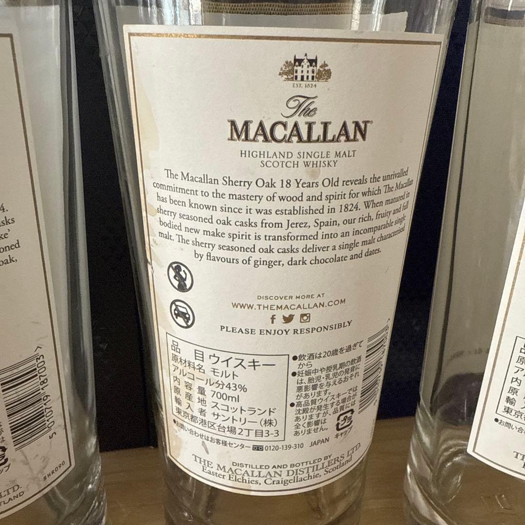 マッカラン18年　空瓶　未洗浄　化粧箱付き　計8セット