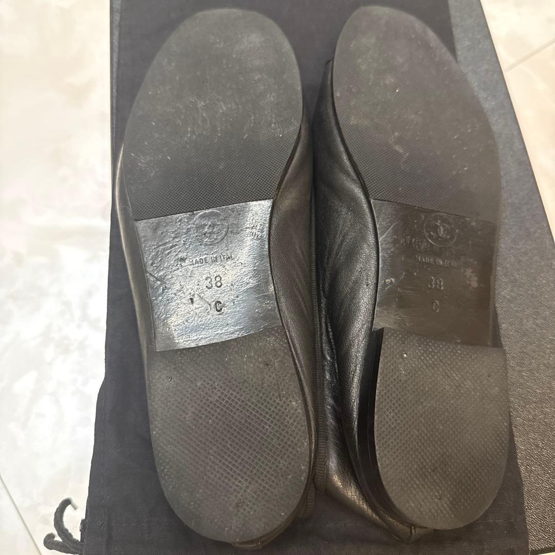 CHANEL バレエシューズ　黒　38 24cm バレリーナ　ブラック