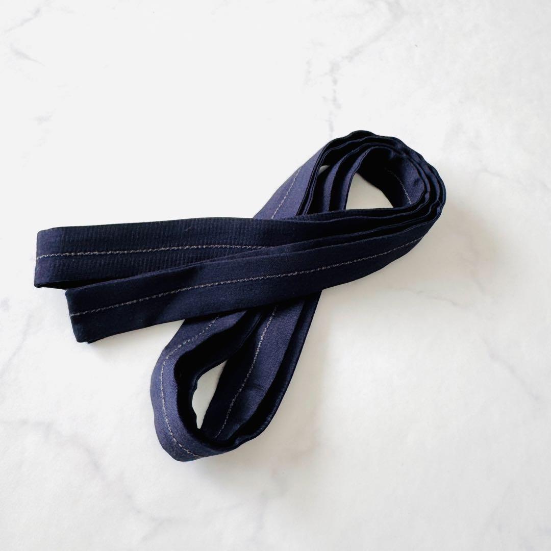 ebure 美品✨ブライトストライプブラウス 取り外しボウタイ ネイビー 38