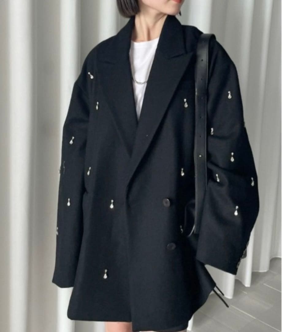 Ameri UND ELSA BIJOU WOOL JACKET ブラック M