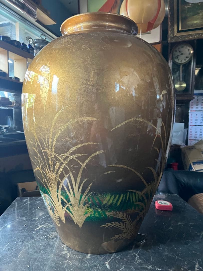 金箔の花瓶、特大花瓶、金箔花瓶、 高さ62センチ、金箔の麦の花瓶