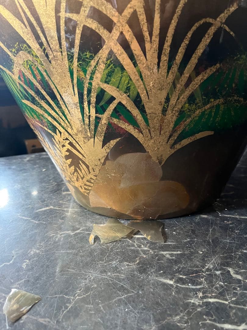 金箔の花瓶、特大花瓶、金箔花瓶、 高さ62センチ、金箔の麦の花瓶