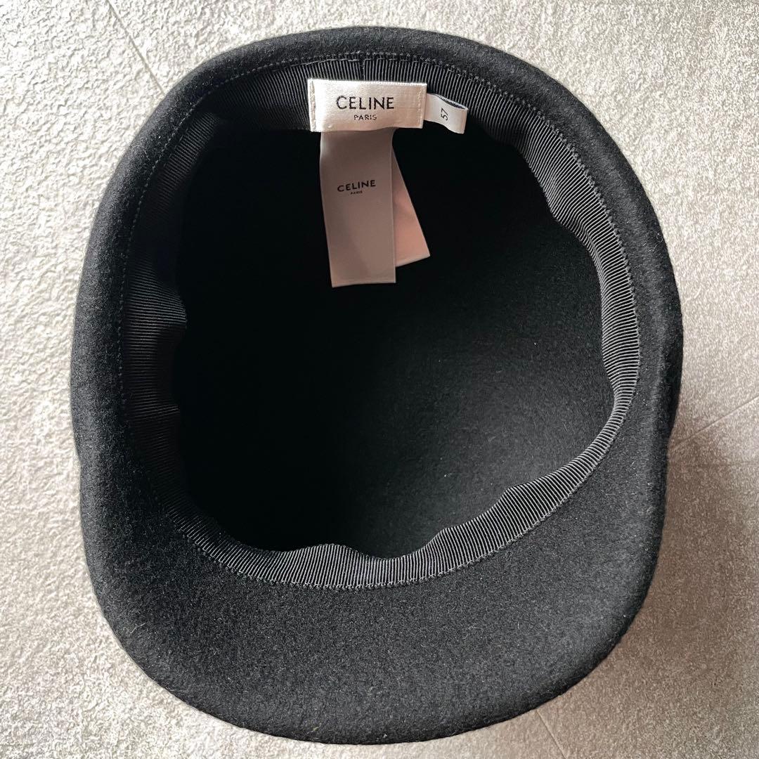 未使用級★セリーヌ　トリオンフ　フェルトキャップ　ウール　レディース　黒　57