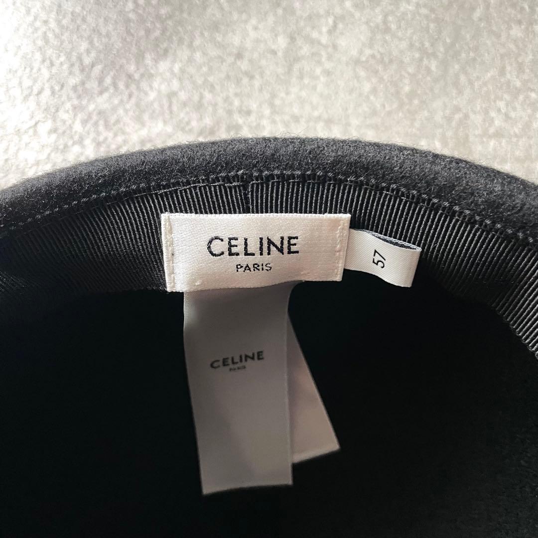 未使用級★セリーヌ　トリオンフ　フェルトキャップ　ウール　レディース　黒　57