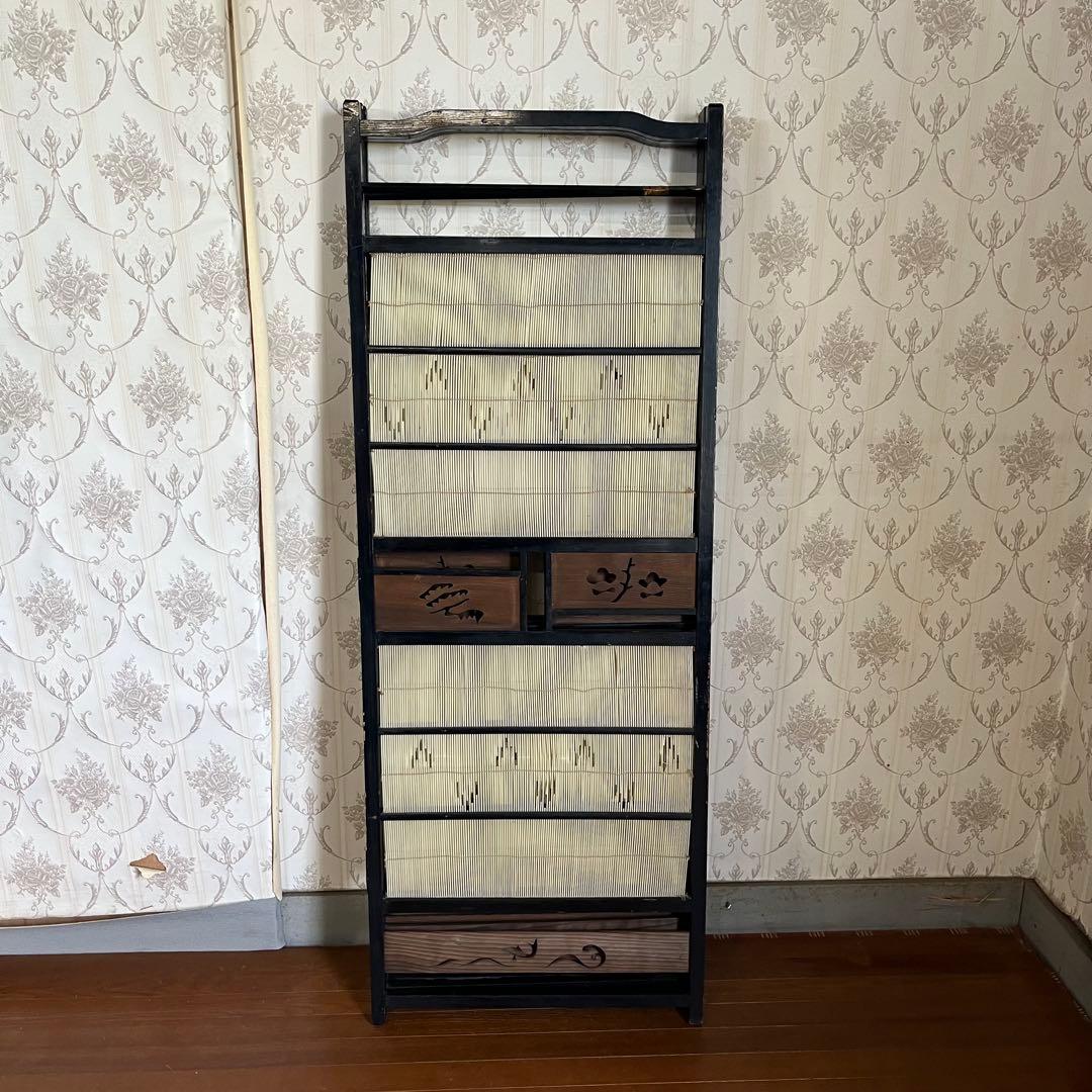 【アンティーク】昭和レトロ 4連 衝立 パーテーション 目隠し 間仕切り 古道具