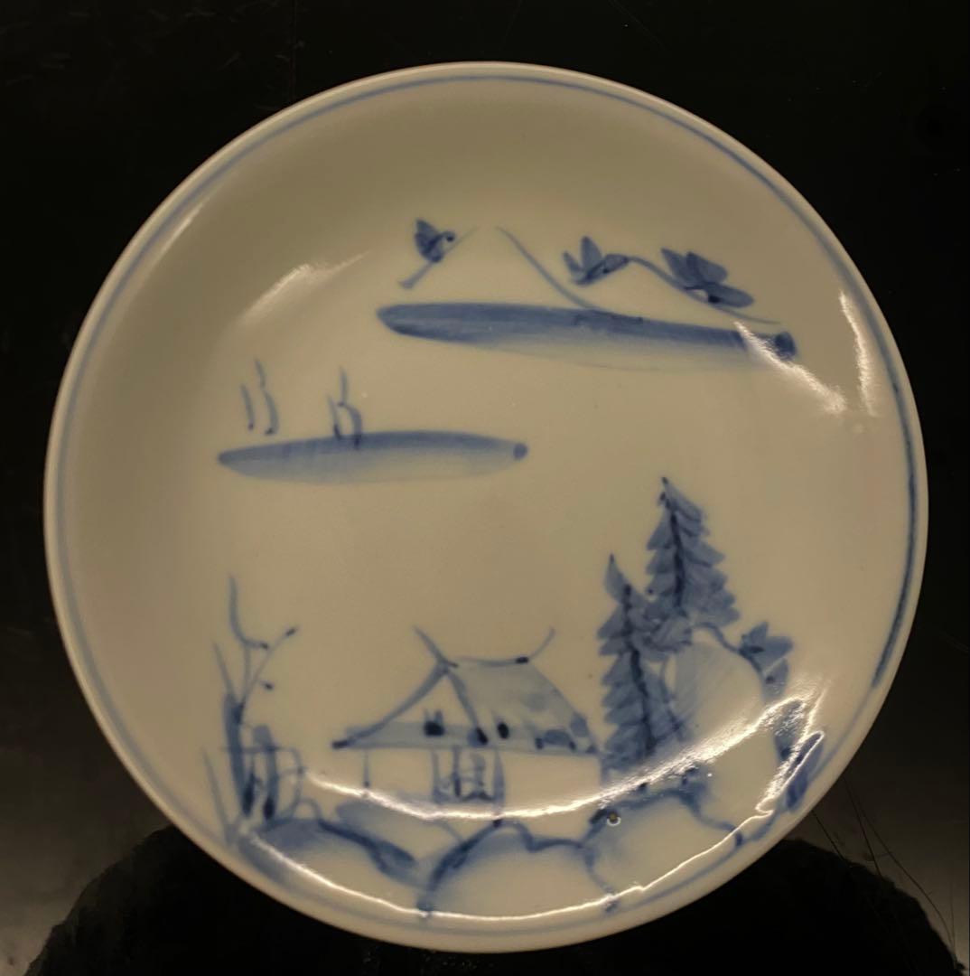 古伊万里染付山水文皿　6枚セット