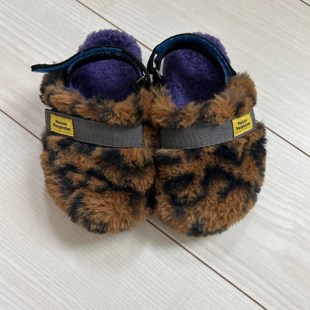 Maison Mangostan レオパード柄 ファーサンダル　17cm