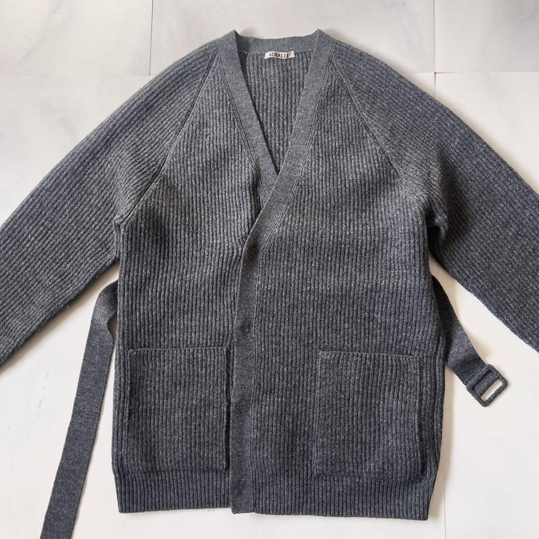 オーラリー リブニットカーディガン ベルト メリノウール 定価5.5万 2023