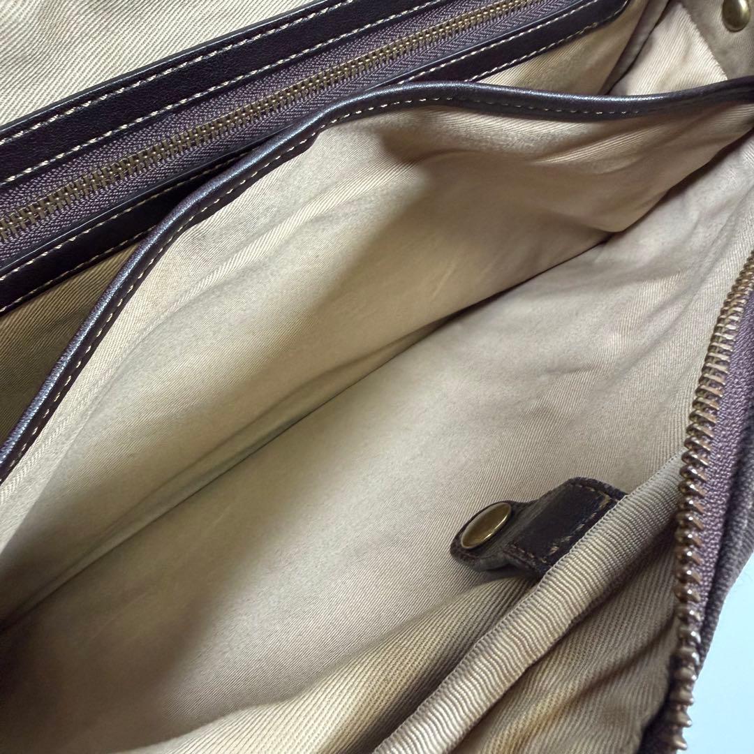 【美品】土屋鞄　ショルダーバッグ　タブラ　ターンロック　ダークブラウン　メンズ