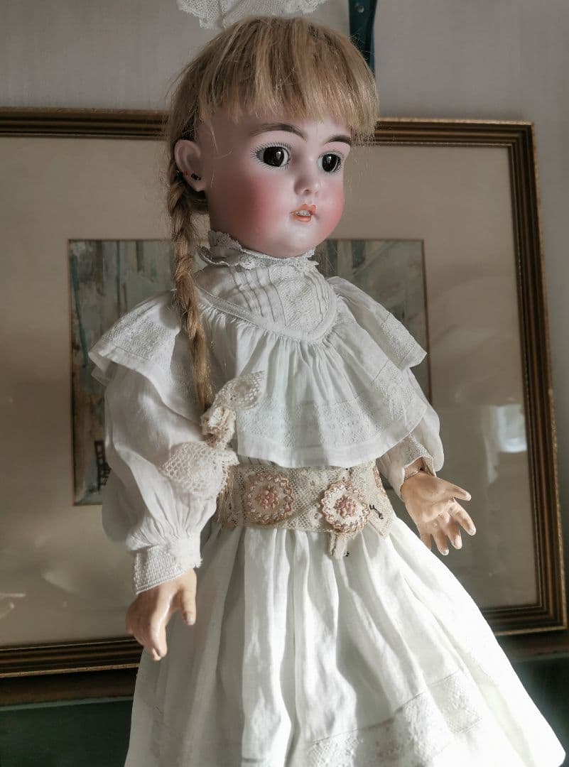 アンティークフランス 付け襟＆ウェストベルト ヴァレンシエンヌ＆花刺繍アップリケ