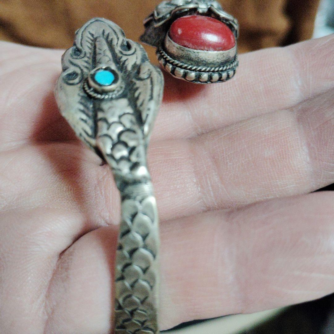 ドラゴンデザイン バングル シルバー風