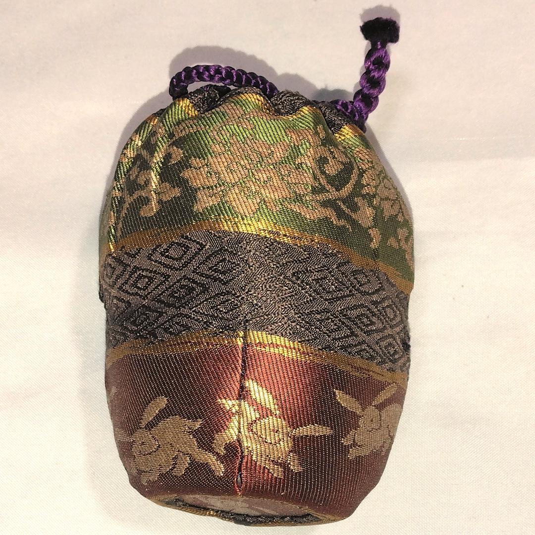 茶道具　高取焼　高取喜恵作　高取肩衝茶入　段織花兎文仕覆付　超美品！！