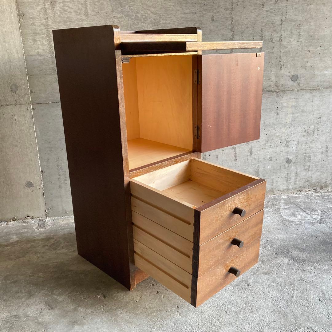 サイドテーブル キャビネット チェスト ラック 電話台 棚 木製 昭和 レトロ