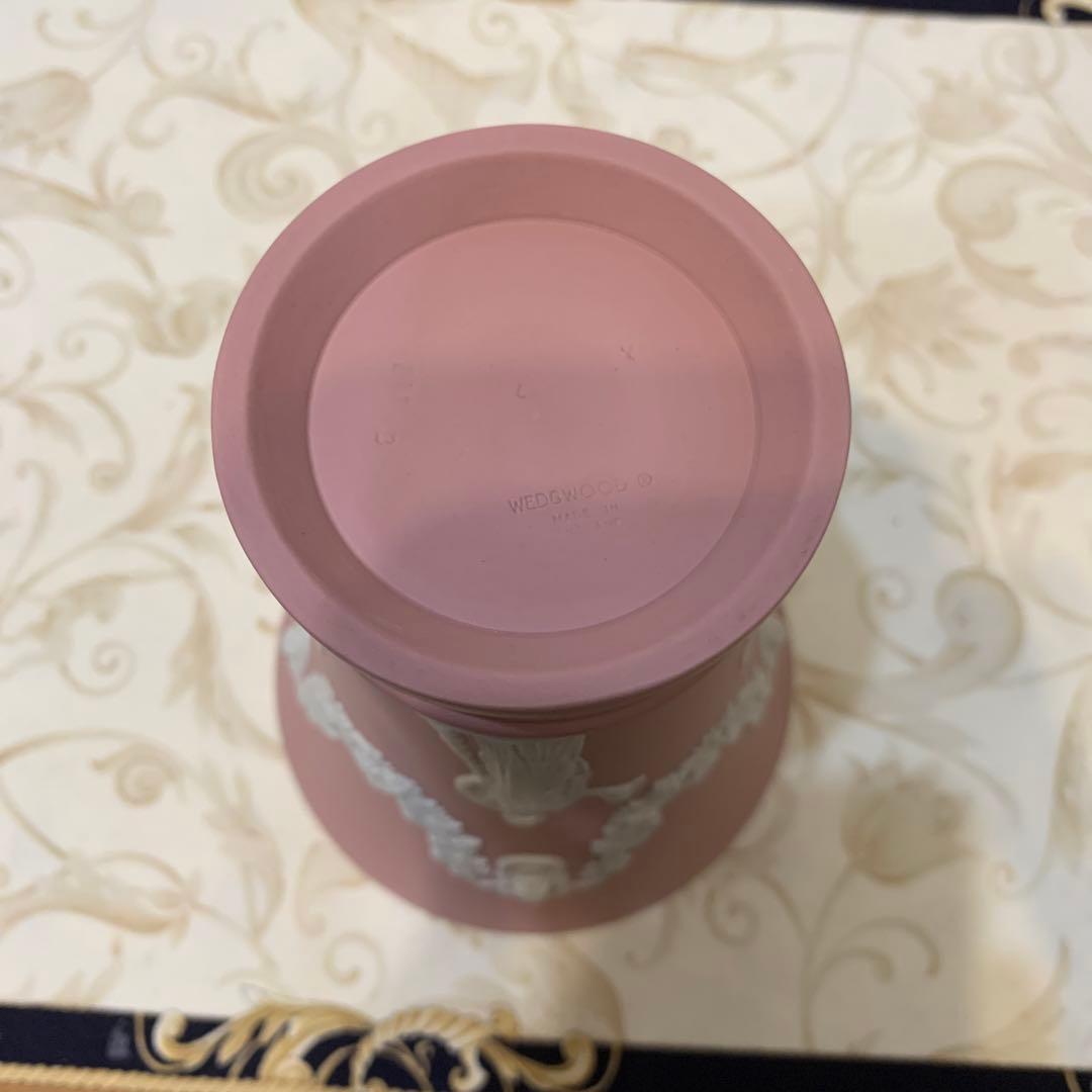 希少　ウェッジウッド ジャスパー　ピンク　花瓶　フラワーベース
