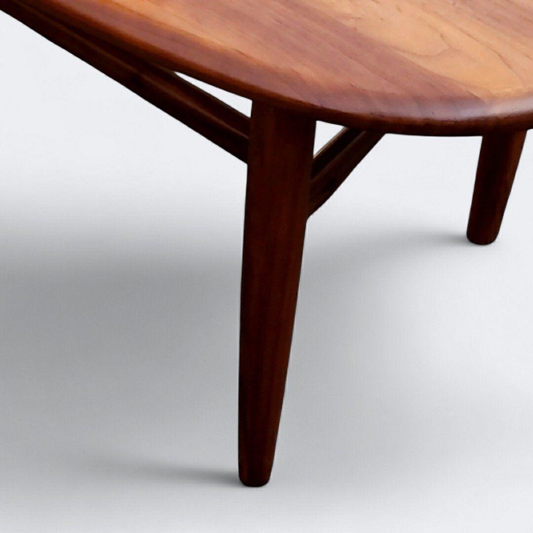 北欧 無垢 オーバル センターテーブル 棚付 コーヒーテーブル