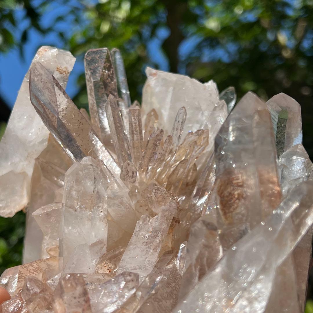 ✳️極稀品✨タンジェリンパワーと高透明度✨極上透明度 水晶クラスター 天然石 原石