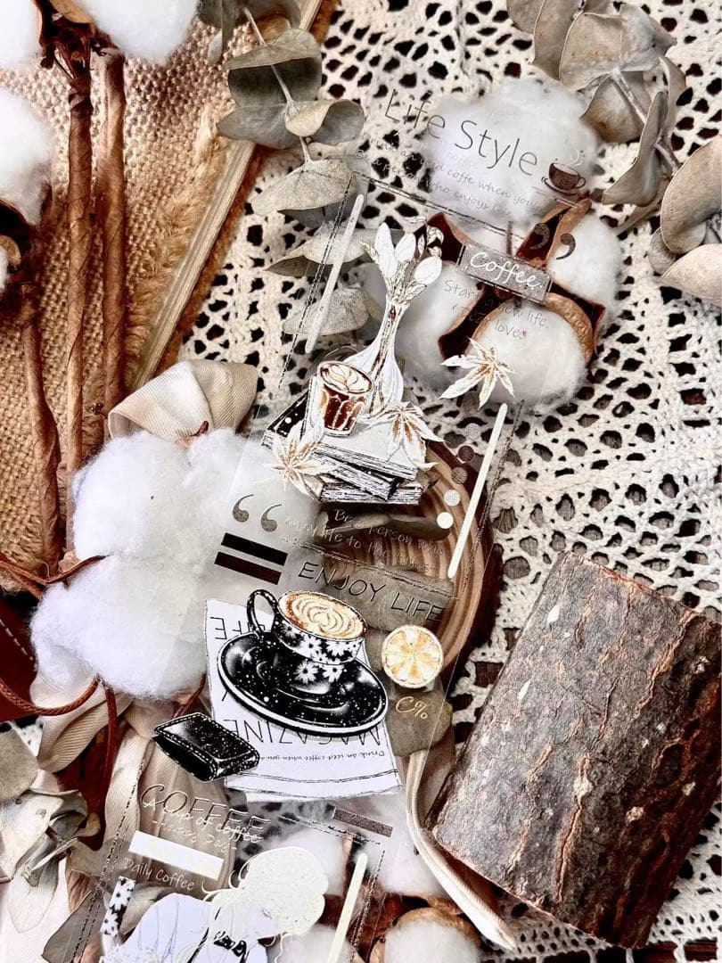 霖蓝汐原创手账《咖啡生活》海外マスキングテープ　マステ 【2242】