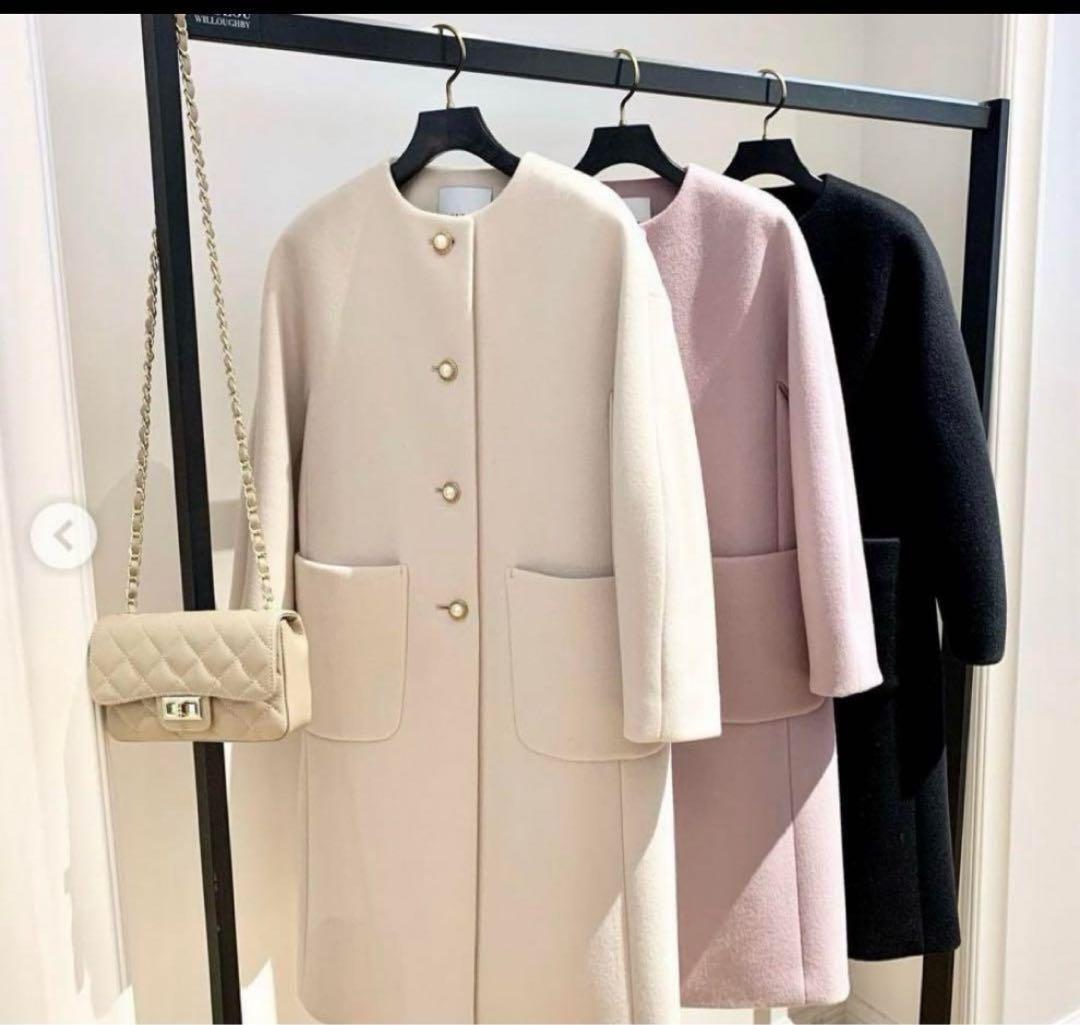 新品Loulou Willoughbyノーカラーコート 黒 人気完売