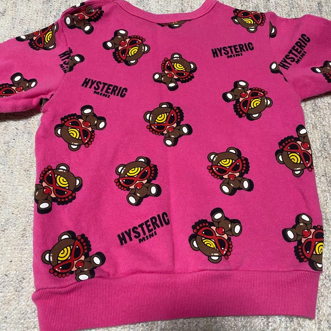 【7日まで】ヒスミニ ブラウン テディ 総柄トレーナー 90cm オートミール