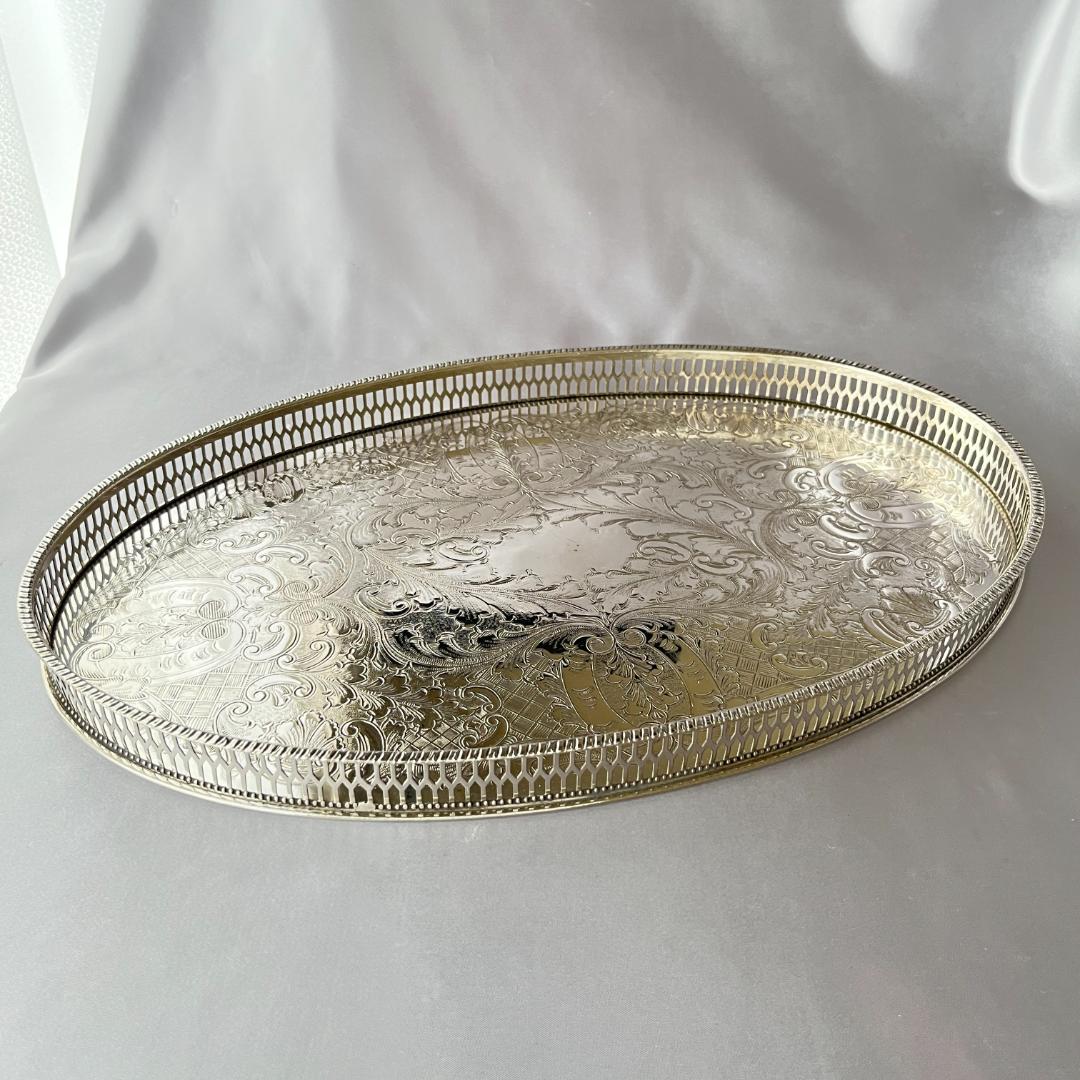 【Viners】 ギャラリートレー オーバル型 38cm 【シルバープレート】