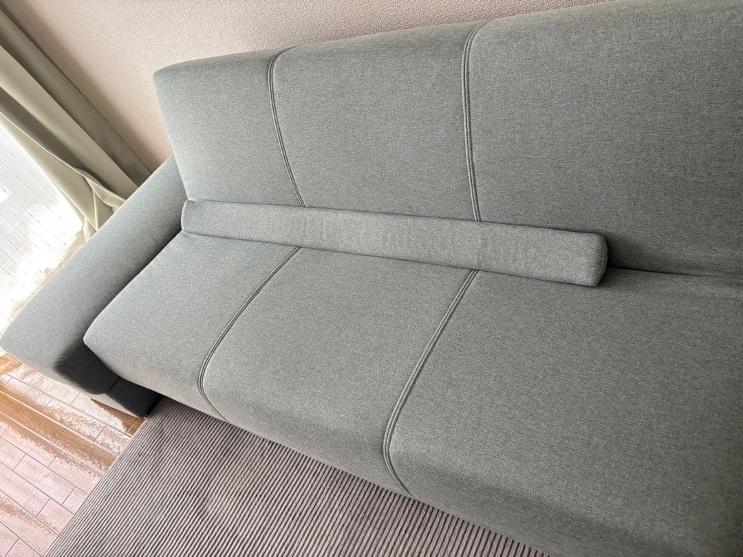 ※現地引き取り限定　ブルー ソファベッド 収納機能付き