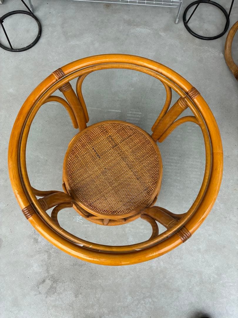 ラタンテーブル★藤テーブル★昭和レトロ★送料込！★